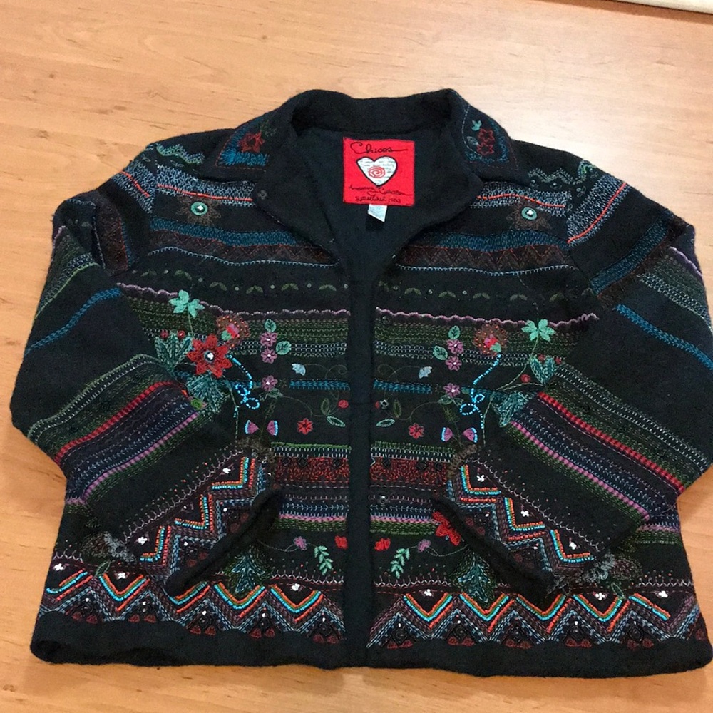 Chico’s Anniversary collection wool embroidered jacket